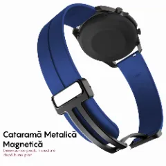 Curea Silicon Samsung Galaxy Watch S3 Frontier/S3 Classic/3/Gear S3 - 22mm Silicone Legatura Metalica Casey Studios Albastru