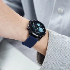 Curea Silicon Samsung Galaxy Watch S3 Frontier/S3 Classic/3/Gear S3 - 22mm Silicone Legatura Metalica Casey Studios Albastru
