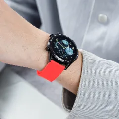 Curea Silicon Samsung Galaxy Watch S3 Frontier/S3 Classic/3/Gear S3 - 22mm Silicone Legatura Metalica Casey Studios Rosu