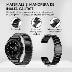 Curea Metalică Samsung Galaxy Watch 7/Active 2/Active/FE/6/5 Pro/5/4/3 - 20mm Metalică Casey Studios Negru