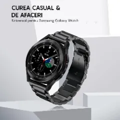 Curea Metalică Samsung Galaxy Watch 7/Active 2/Active/FE/6/5 Pro/5/4/3 - 20mm Metalică Casey Studios Negru