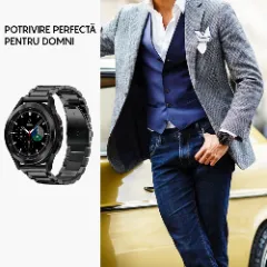 Curea Metalică Samsung Galaxy Watch 7/Active 2/Active/FE/6/5 Pro/5/4/3 - 20mm Metalică Casey Studios Negru