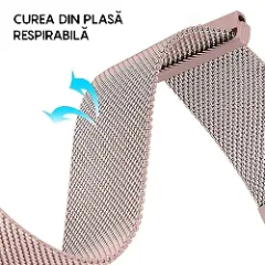 Curea Metalica Milanese Samsung Galaxy Watch 7/Active 2/Active/FE/6/5 Pro/5/4/3 - 20mm Casey Studios Pink
