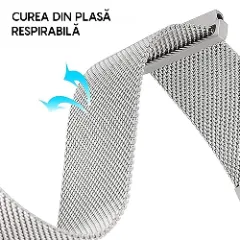Curea Metalica Milanese Samsung Galaxy Watch 7/Active 2/Active/FE/6/5 Pro/5/4/3 - 20mm Casey Studios Silver