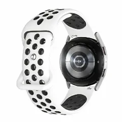 Curea Silicon Samsung Galaxy Watch 7/Active 2/Active/FE/6/5 Pro/5/4/3 - 20mm MM Silicone Sport Loop Casey Studios, din Silicon, cu perforatii Alb