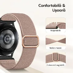 Curea Braided Samsung Galaxy Watch 7/Active 2/Active/FE/6/5 Pro/5/4/3 - 20mm Braided Casey Studios Pink Sand