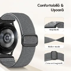 Curea Braided Samsung Galaxy Watch 7/Active 2/Active/FE/6/5 Pro/5/4/3 - 20mm Braided Casey Studios Gri