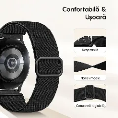 Curea Braided Samsung Galaxy Watch S3 Frontier/S3 Classic/3/Gear S3 - 22mm Braided Casey Studios Negru