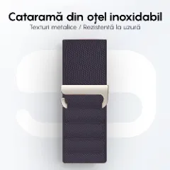Curea Nailon Alpine Loop compatibila cu Apple Watch Ultra 2/Ultra/SE/9/8/7/6/5/4/3/2/1 - 42/44/45/49MM CASEY STUDIOS, Ajustabila, Respirabila Mov