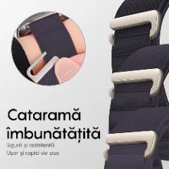 Curea Nailon Alpine Loop compatibila cu Apple Watch Ultra 2/Ultra/SE/9/8/7/6/5/4/3/2/1 - 42/44/45/49MM CASEY STUDIOS, Ajustabila, Respirabila Mov