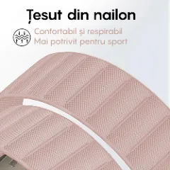 Curea Nailon Alpine Loop compatibila cu Apple Watch Ultra 2/Ultra/SE/9/8/7/6/5/4/3/2/1 - 42/44/45/49MM CASEY STUDIOS, Ajustabila, Respirabila Pink Sand