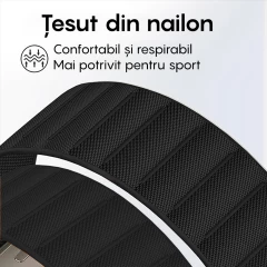 Curea Nailon Alpine Loop compatibila cu Apple Watch Ultra 2/Ultra/SE/9/8/7/6/5/4/3/2/1 - 42/44/45/49MM CASEY STUDIOS, Ajustabila, Respirabila Negru