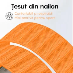 Curea Nailon Alpine Loop compatibila cu Apple Watch Ultra 2/Ultra/SE/9/8/7/6/5/4/3/2/1 - 42/44/45/49MM CASEY STUDIOS, Ajustabila, Respirabila Portocaliu