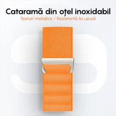 Curea Nailon Alpine Loop compatibila cu Apple Watch Ultra 2/Ultra/SE/9/8/7/6/5/4/3/2/1 - 42/44/45/49MM CASEY STUDIOS, Ajustabila, Respirabila Portocaliu