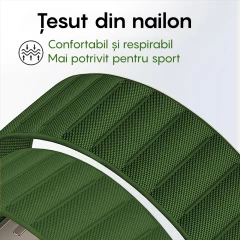 Curea Nailon Alpine Loop compatibila cu Apple Watch Ultra 2/Ultra/SE/9/8/7/6/5/4/3/2/1 - 42/44/45/49MM CASEY STUDIOS, Ajustabila, Respirabila Verde Inchis