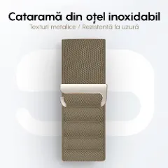 Curea Nailon Alpine Loop compatibila cu Apple Watch Ultra 2/Ultra/SE/9/8/7/6/5/4/3/2/1 - 42/44/45/49MM CASEY STUDIOS, Ajustabila, Respirabila verde deschis