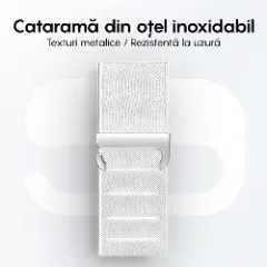 Curea Nailon Alpine Loop compatibila cu Apple Watch Ultra 2/Ultra/SE/9/8/7/6/5/4/3/2/1 - 38/40/41MM CASEY STUDIOS, Ajustabila, Respirabila Alb