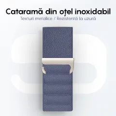 Curea Nailon Alpine Loop compatibila cu Apple Watch Ultra 2/Ultra/SE/9/8/7/6/5/4/3/2/1 - 38/40/41MM CASEY STUDIOS, Ajustabila, Respirabila Albastru