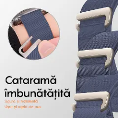 Curea Nailon Alpine Loop compatibila cu Apple Watch Ultra 2/Ultra/SE/9/8/7/6/5/4/3/2/1 - 38/40/41MM CASEY STUDIOS, Ajustabila, Respirabila Albastru