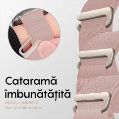 Curea Nailon Alpine Loop compatibila cu Apple Watch Ultra 2/Ultra/SE/9/8/7/6/5/4/3/2/1 - 38/40/41MM CASEY STUDIOS, Ajustabila, Respirabila Pink Sand
