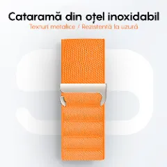 Curea Nailon Alpine Loop compatibila cu Apple Watch Ultra 2/Ultra/SE/9/8/7/6/5/4/3/2/1 - 38/40/41MM CASEY STUDIOS, Ajustabila, Respirabila Portocaliu