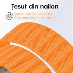 Curea Nailon Alpine Loop compatibila cu Apple Watch Ultra 2/Ultra/SE/9/8/7/6/5/4/3/2/1 - 38/40/41MM CASEY STUDIOS, Ajustabila, Respirabila Portocaliu
