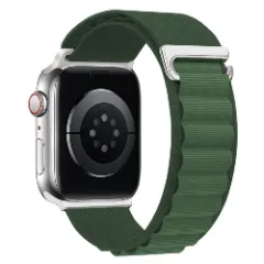 Curea Nailon Alpine Loop compatibila cu Apple Watch Ultra 2/Ultra/SE/9/8/7/6/5/4/3/2/1 - 38/40/41MM CASEY STUDIOS, Ajustabila, Respirabila Verde Inchis 
