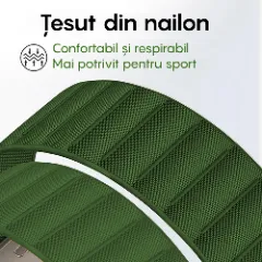 Curea Nailon Alpine Loop compatibila cu Apple Watch Ultra 2/Ultra/SE/9/8/7/6/5/4/3/2/1 - 38/40/41MM CASEY STUDIOS, Ajustabila, Respirabila Verde Inchis