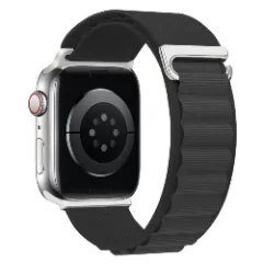 Curea Nailon Alpine Loop compatibila cu Apple Watch Ultra 2/Ultra/SE/9/8/7/6/5/4/3/2/1 - 38/40/41MM CASEY STUDIOS, Ajustabila, Respirabila Negru 