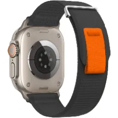 Curea Nailon Trail compatibila cu Apple Watch SE/9/8/7/6/5/4/3/2/1 - 38/40/41MM CASEY STUDIOS, Ajustabila, Respirabila, Material Textil Casey Negru 