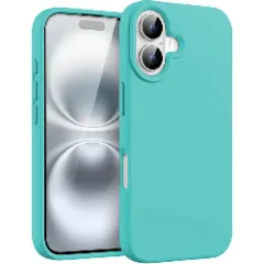 Husa iPhone 16 Casey Studios Premium Soft Silicone, de Protectie, Slim, pentru Incarcare Wireless, Margini Ridicate pentru Protectia Ecranului si a Camerelor Turcoaz 
