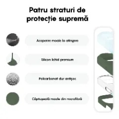 Husa iPhone 16 Casey Studios Premium Soft Silicone, de Protectie, Slim, pentru Incarcare Wireless, Margini Ridicate pentru Protectia Ecranului si a Camerelor Webster Green