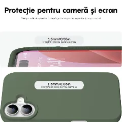 Husa iPhone 16 Casey Studios Premium Soft Silicone, de Protectie, Slim, pentru Incarcare Wireless, Margini Ridicate pentru Protectia Ecranului si a Camerelor Webster Green
