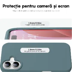 Husa iPhone 16 Plus Casey Studios Premium Soft Silicone, de Protectie, Slim, pentru Incarcare Wireless, Margini Ridicate pentru Protectia Ecranului si a Camerelor Midnight Blue