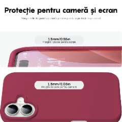 Husa iPhone 16 Plus Casey Studios Premium Soft Silicone, de Protectie, Slim, pentru Incarcare Wireless, Margini Ridicate pentru Protectia Ecranului si a Camerelor Burgundy