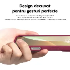 Husa iPhone 16 Plus Casey Studios Premium Soft Silicone, de Protectie, Slim, pentru Incarcare Wireless, Margini Ridicate pentru Protectia Ecranului si a Camerelor Burgundy