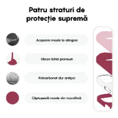 Husa iPhone 16 Plus Casey Studios Premium Soft Silicone, de Protectie, Slim, pentru Incarcare Wireless, Margini Ridicate pentru Protectia Ecranului si a Camerelor Burgundy