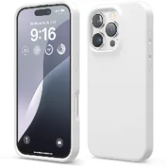 Husa iPhone 16 Pro Casey Studios Premium Soft Silicone, de Protectie, Slim, pentru Incarcare Wireless, Margini Ridicate pentru Protectia Ecranului si a Camerelor Alb 