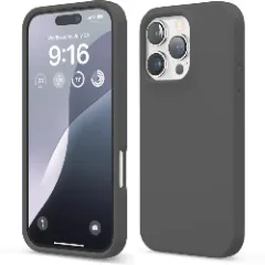 Husa iPhone 16 Pro Casey Studios Premium Soft Silicone, de Protectie, Slim, pentru Incarcare Wireless, Margini Ridicate pentru Protectia Ecranului si a Camerelor Dark Grey