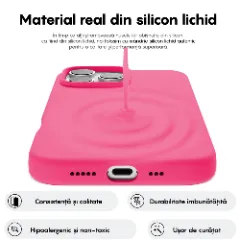 Husa iPhone 16 Pro Casey Studios Premium Soft Silicone, de Protectie, Slim, pentru Incarcare Wireless, Margini Ridicate pentru Protectia Ecranului si a Camerelor Fuchsia