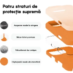Husa iPhone 16 Pro Max Casey Studios Premium Soft Silicone, de Protectie, Slim, pentru Incarcare Wireless, Margini Ridicate pentru Protectia Ecranului si a Camerelor Nectarine