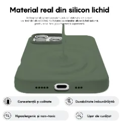 Husa iPhone 16 Pro Max Casey Studios Premium Soft Silicone, de Protectie, Slim, pentru Incarcare Wireless, Margini Ridicate pentru Protectia Ecranului si a Camerelor Webster Green