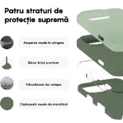 Husa iPhone 16 Pro Max Casey Studios Premium Soft Silicone, de Protectie, Slim, pentru Incarcare Wireless, Margini Ridicate pentru Protectia Ecranului si a Camerelor Webster Green