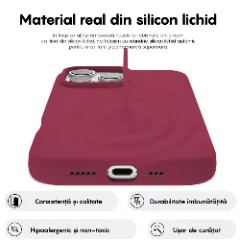 Husa iPhone 16 Pro Max Casey Studios Premium Soft Silicone, de Protectie, Slim, pentru Incarcare Wireless, Margini Ridicate pentru Protectia Ecranului si a Camerelor Burgundy