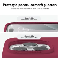 Husa iPhone 16 Pro Max Casey Studios Premium Soft Silicone, de Protectie, Slim, pentru Incarcare Wireless, Margini Ridicate pentru Protectia Ecranului si a Camerelor Burgundy