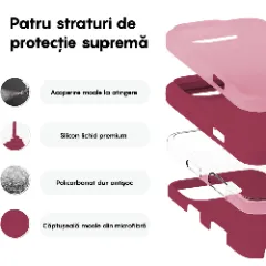 Husa iPhone 16 Pro Max Casey Studios Premium Soft Silicone, de Protectie, Slim, pentru Incarcare Wireless, Margini Ridicate pentru Protectia Ecranului si a Camerelor Burgundy