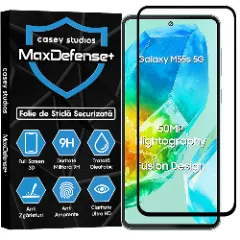 Folie Sticla CASEY STUDIOS pentru Samsung Galaxy M55s, Full Glue, Sticla Securizata, Duritate Militara, Ultra HD, Protectie Profesionala Ecran 3D, Anti Zgarieturi, Anti Socuri Negru