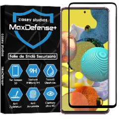 Folie Sticla CASEY STUDIOS pentru Samsung Galaxy A51 4G/5G, Full Glue, Sticla Securizata, Ultra HD, Protectie Profesionala Ecran 3D, Anti Zgarieturi, Anti Socuri Negru