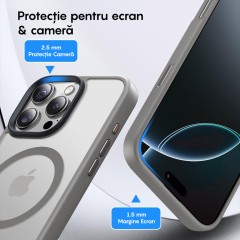 Husa MagSafe pentru iPhone 16 PRO, CASEY STUDIOS, de Protectie, Slim, pentru Incarcare Wireless, Margini Ridicate pentru Protectia Ecranului si a Camerelor