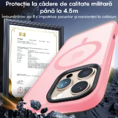 Husa MagSafe pentru iPhone 16 PRO, CASEY STUDIOS, de Protectie, Slim, pentru Incarcare Wireless, Margini Ridicate pentru Protectia Ecranului si a Camerelor Roz